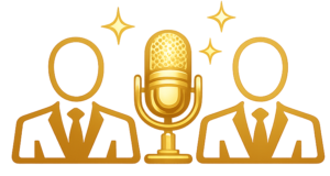 icono de podcast en oro